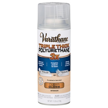 Varathane Triple Thick Polyurethane Wood Finish Spray, Clear, High Gloss, 11.25 oz 318292